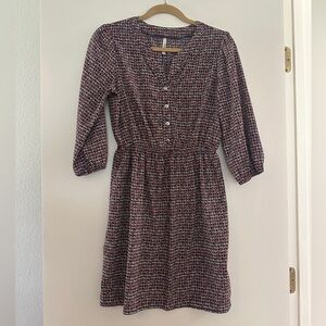 Trinity 3/4 Sleeve Orange & Blue Silk Sundress - Size Small